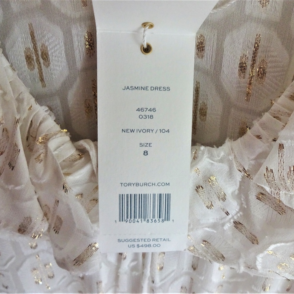 NWT Tory Burch Ivory & Gold Jasmine Dress - Picture 3 of 8